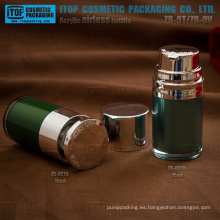 Venta caliente delicado y encantador color personalizable redondo doble capa buena calidad 15ml loción airless bomba botella de acrílico